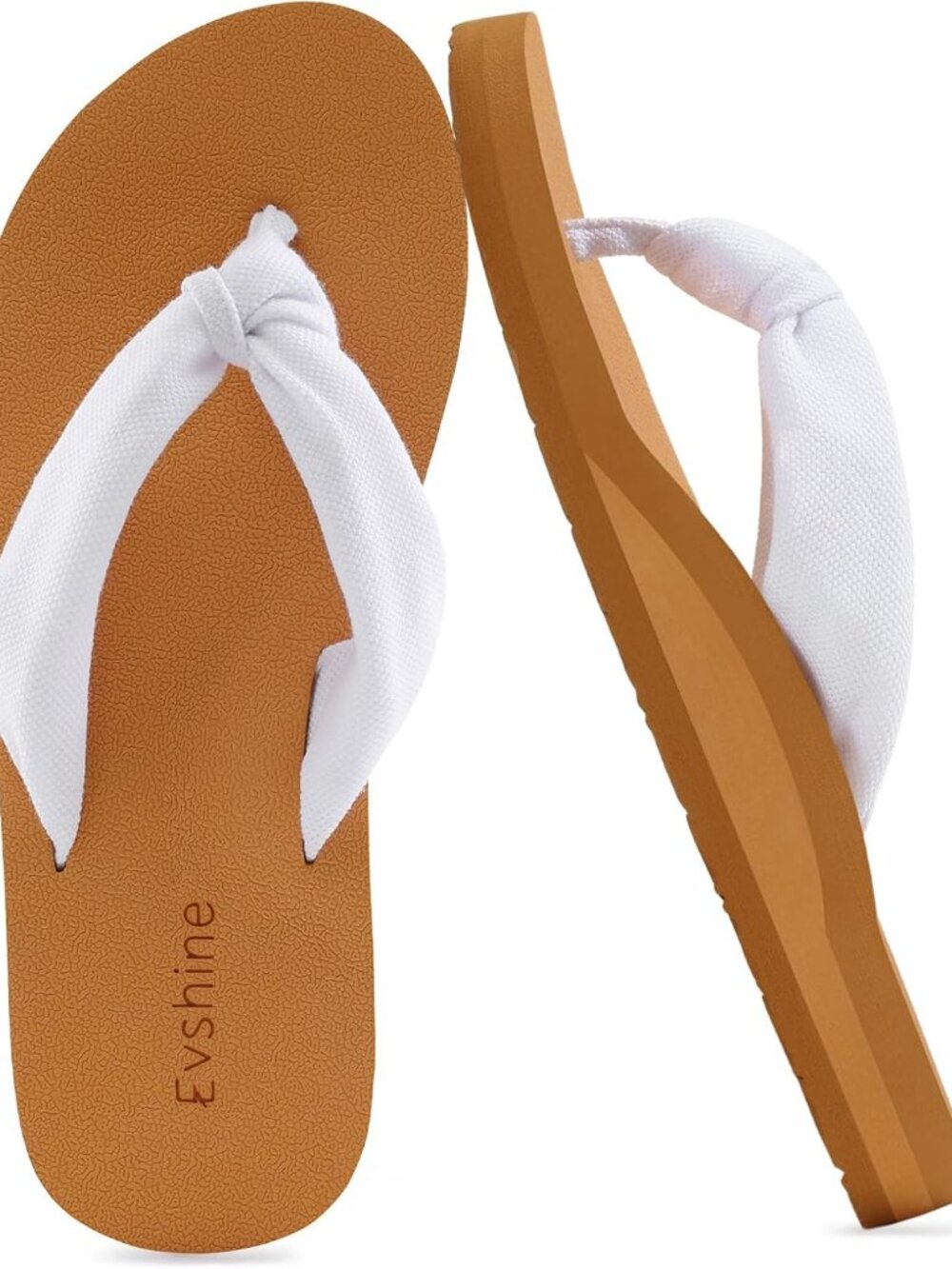 Comfortable Women's White-Khaki Flip Flops with Shock Absorption & Arch Support